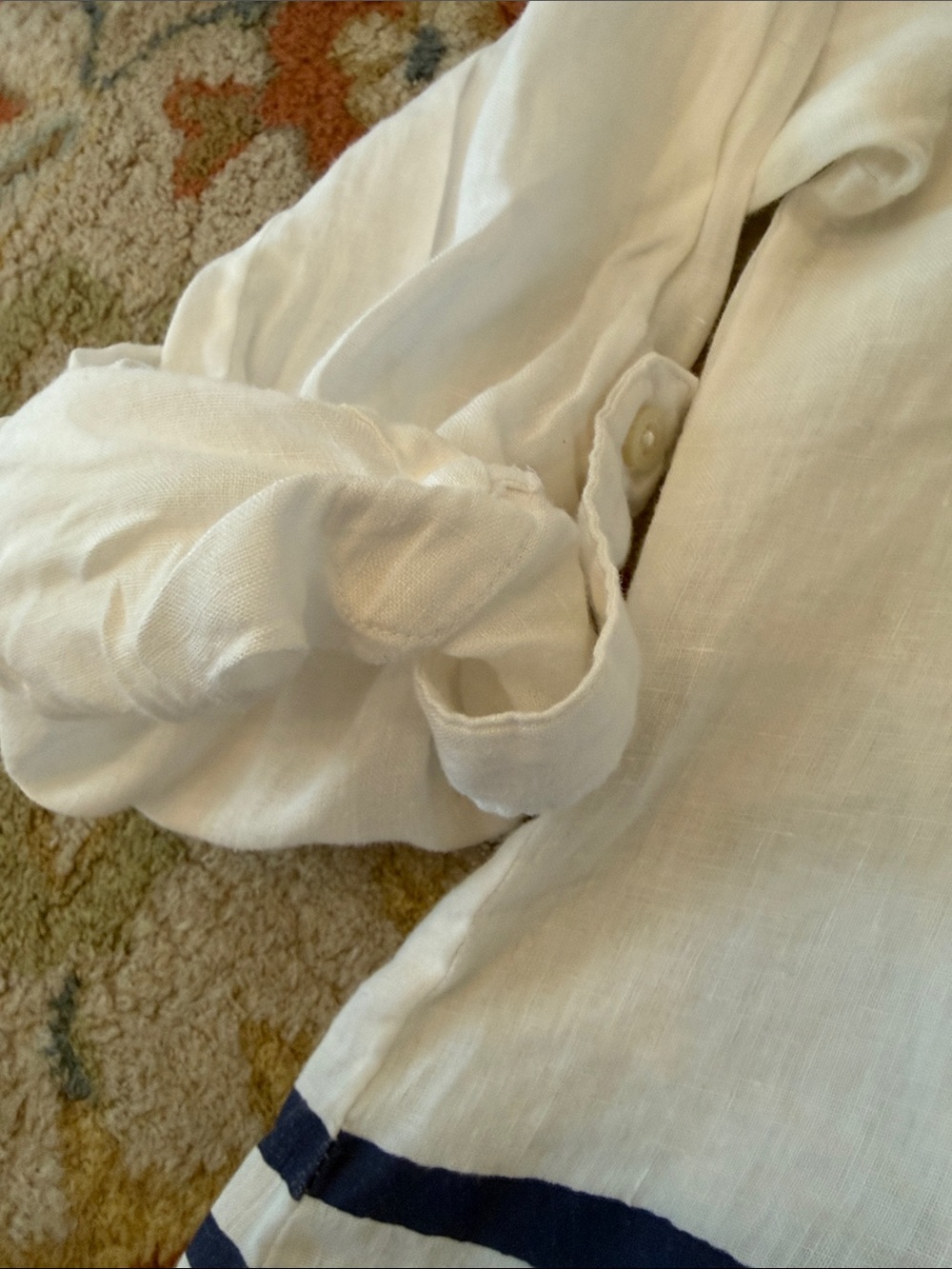 White & Blue Striped Button Cover Up - Picture 5 of 6